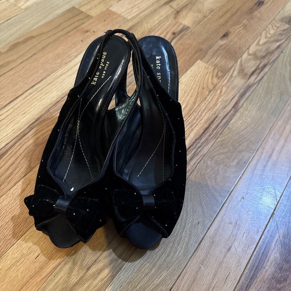 black Kate Spade New York slingback pumps Open Toe Bow Detail Size 10